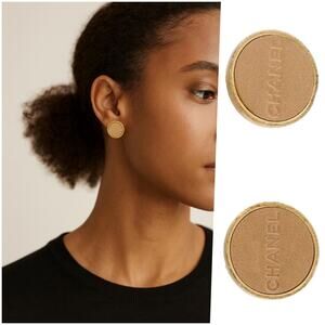 Chanel Leather Logo Clip-On Earrings